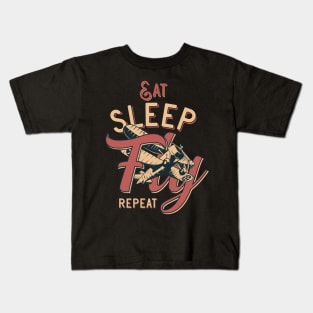 Eat Sleep Fly Repeat Kids T-Shirt